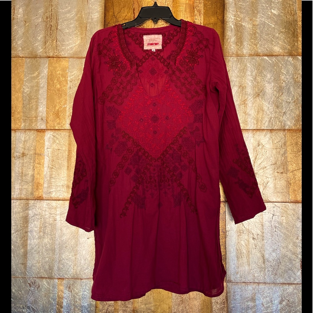Johnny Was cotton tunic in deep cranberry-Medium